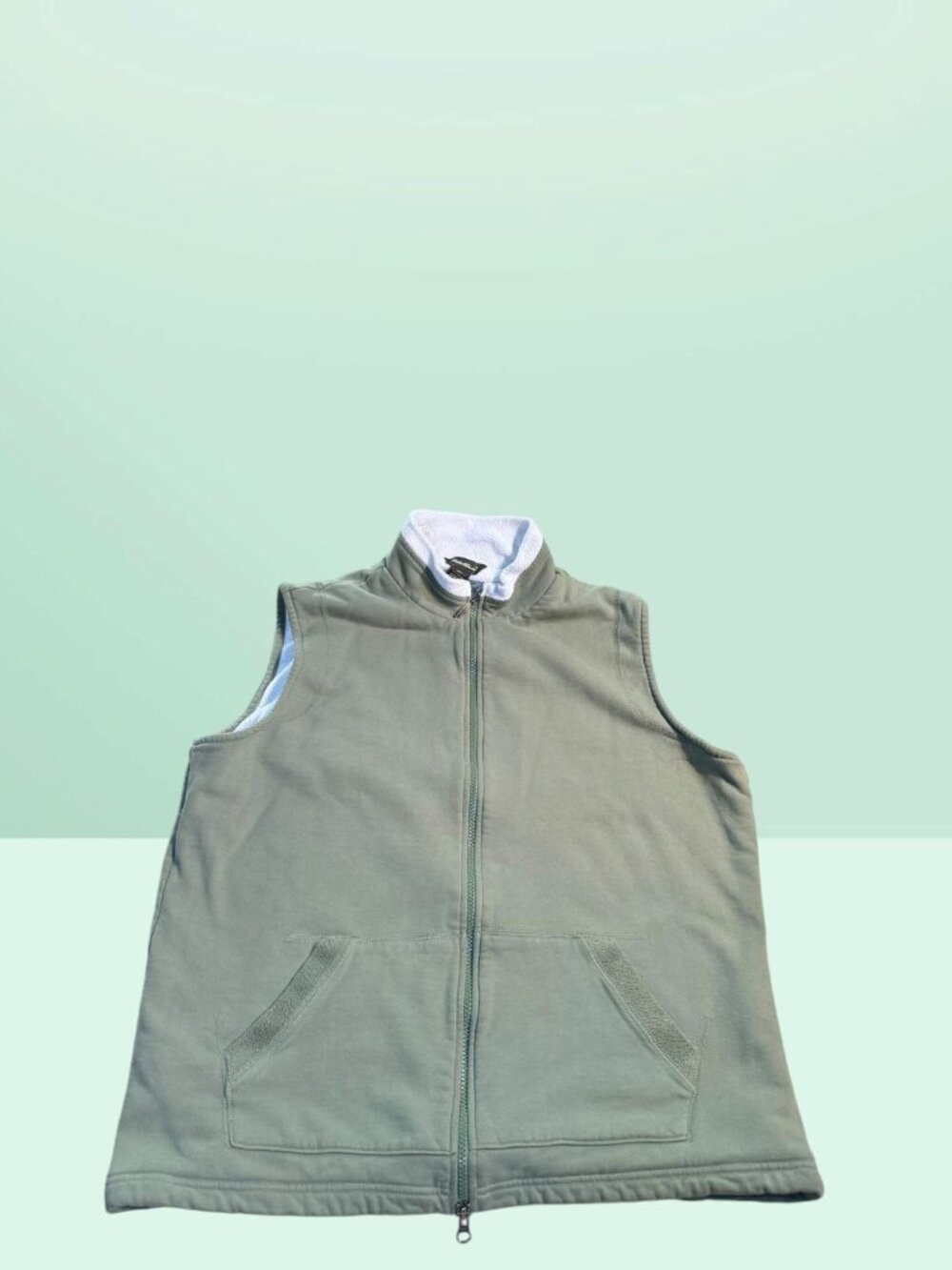 Eddie Bauer Vest Womens XL Green Fleece Lined Cotton Full Zip Pockets